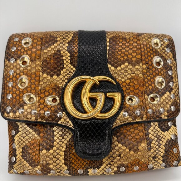 Gucci Python Arli Flap Medium Shoulder Bag - Picture 1 of 10